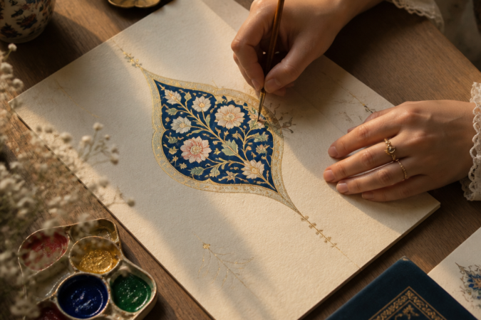 Classical Tezhip Art Islamic Illumination Art Techniques Step by Step - Discover the beauty of the Ottoman art of manuscript illumination.
