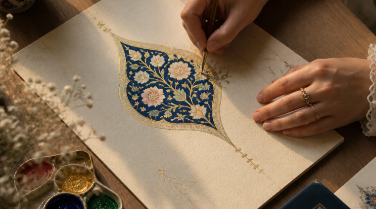 Classical Tezhip Art Islamic Illumination Art Techniques Step by Step - Discover the beauty of the Ottoman art of manuscript illumination.